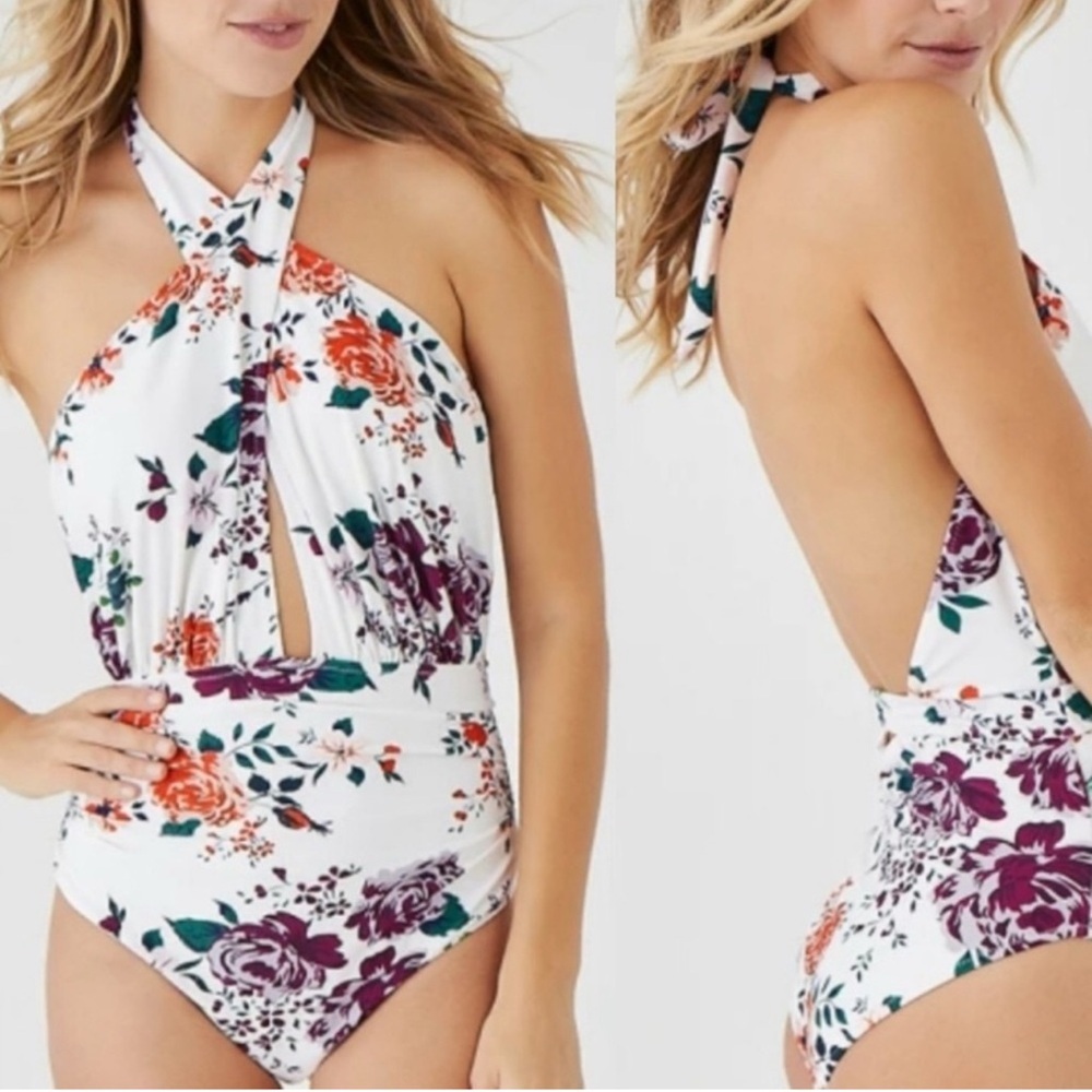 COCOSHIP Floral One Piece Swimsuit - White, Orange, Purple <<<<<107>>>>>
